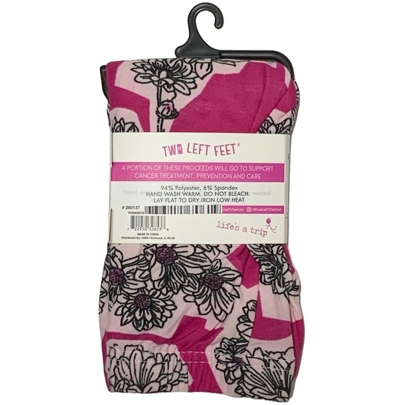 Two Left Feet Leggings Pretty in Pink Floral Flower Power Women 16/18 Plus L/XL - Picture 2 of 10